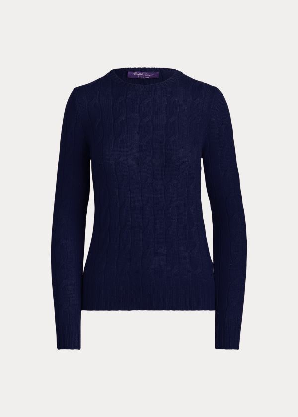 Sueter Ralph Lauren Mujer Azul Marino - Cable-Knit Cashmere - POWSX9374